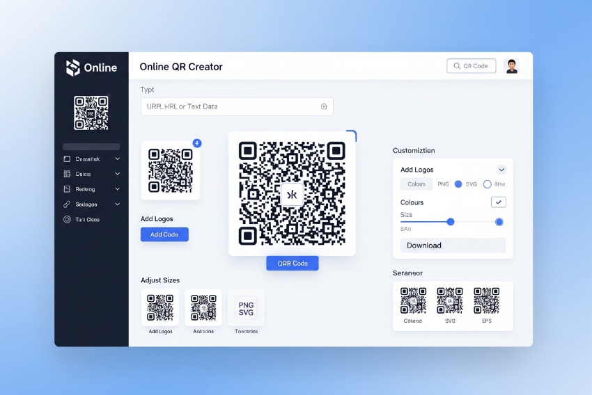 A screenshot of an online QR code creator interface.