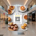 google review qr code poster near checkout counter