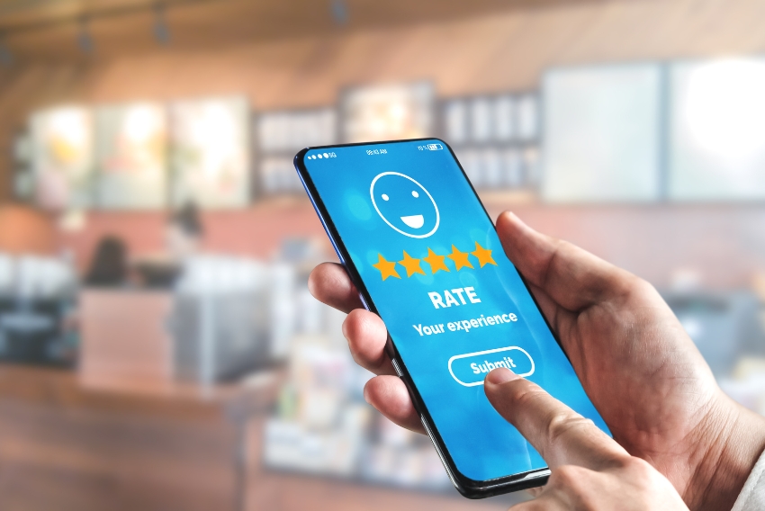 leave a review qr code poster in retail store